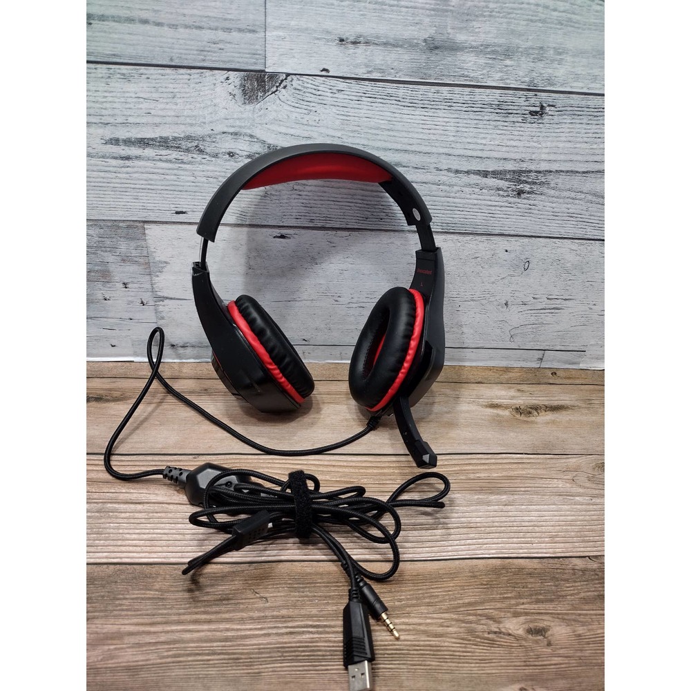 Beexcellent GM-1 LED Stereo Wired Gaming Headset w/ Mic! Red/Black-Retail $39!